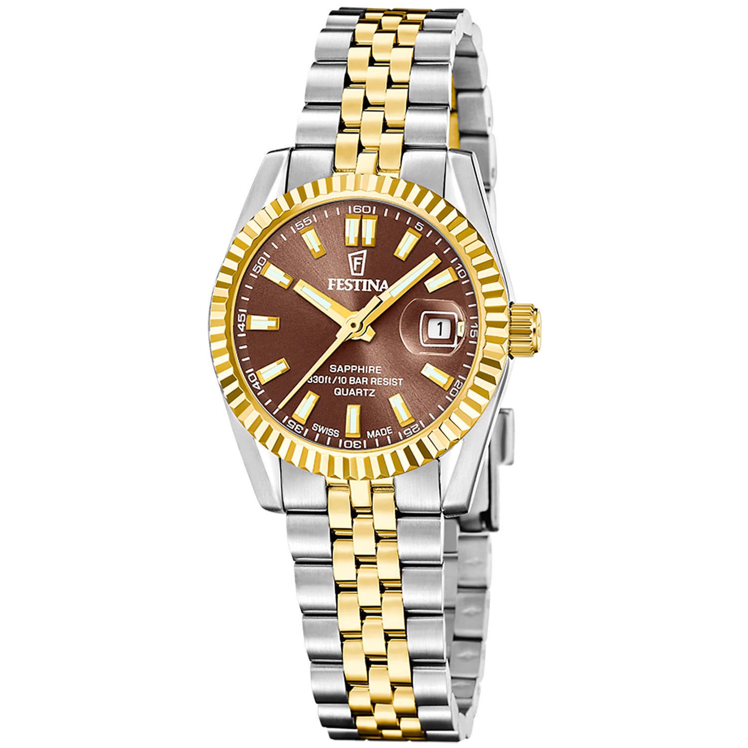 Festina F20088/3 Damenuhr Bicolor / Dunkelbraun 10 bar