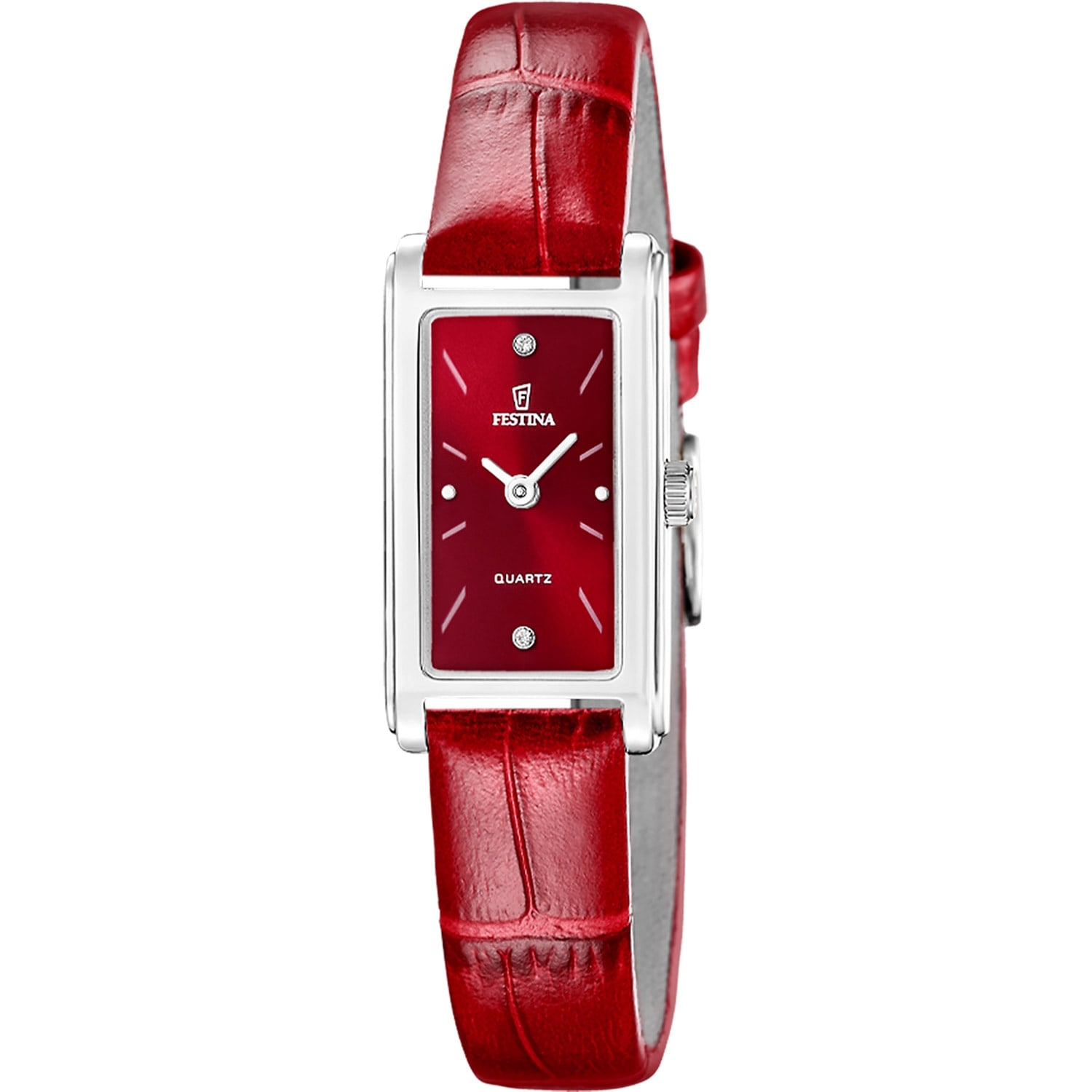 Festina F20769/3 Damenuhr Quarz Rechteckig Lederband Rot