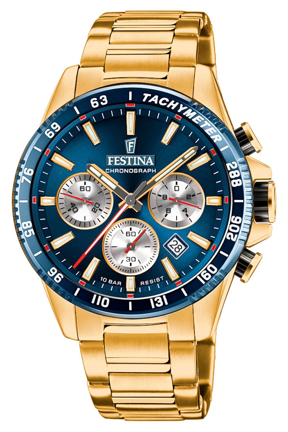 Festina F20634/2 Herrenuhr Chronograph Goldfarben/Blau