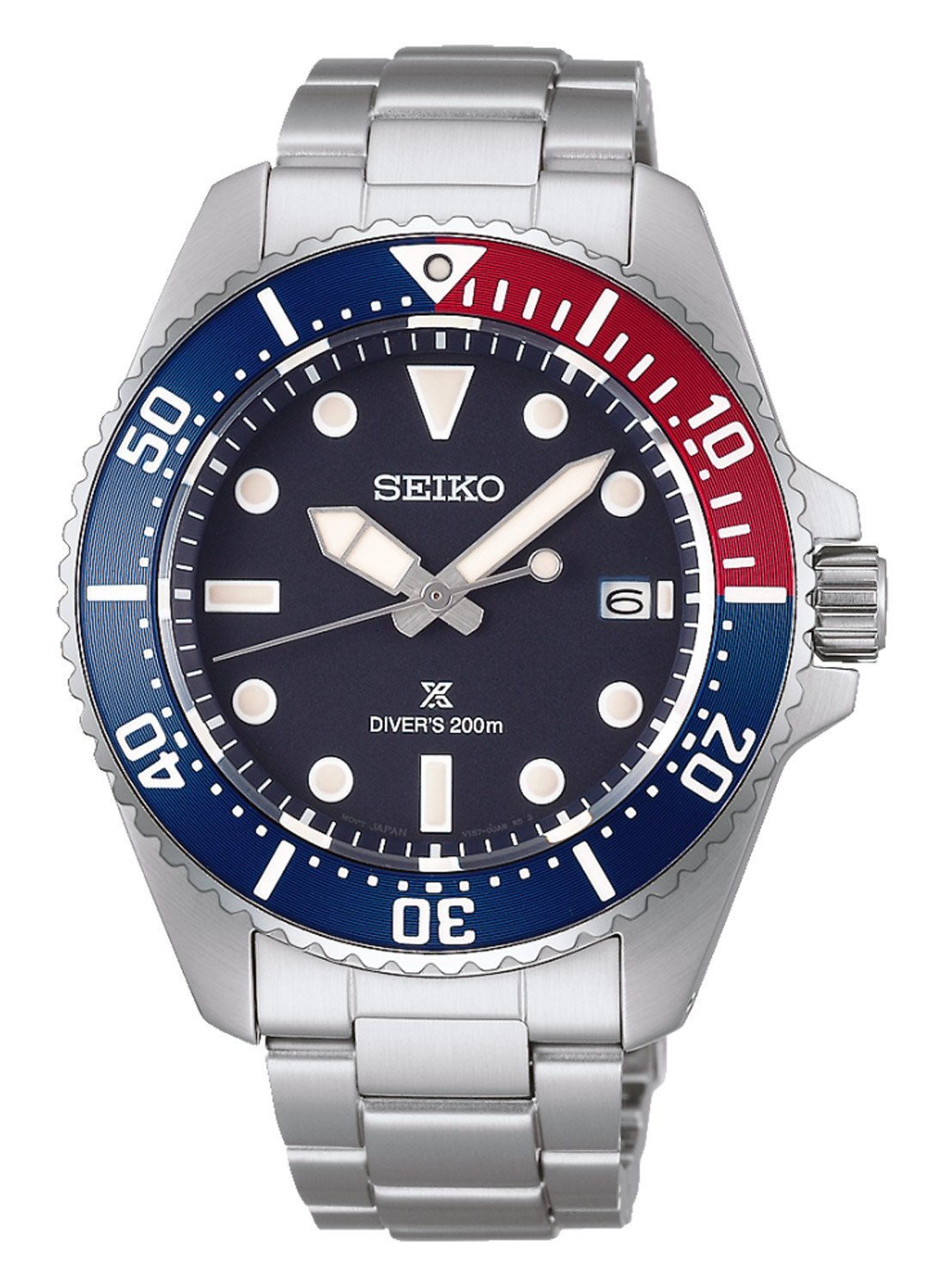 Seiko SNE595P1 Prospex Sea Herren-Solaruhr für Taucher Blau/Rot