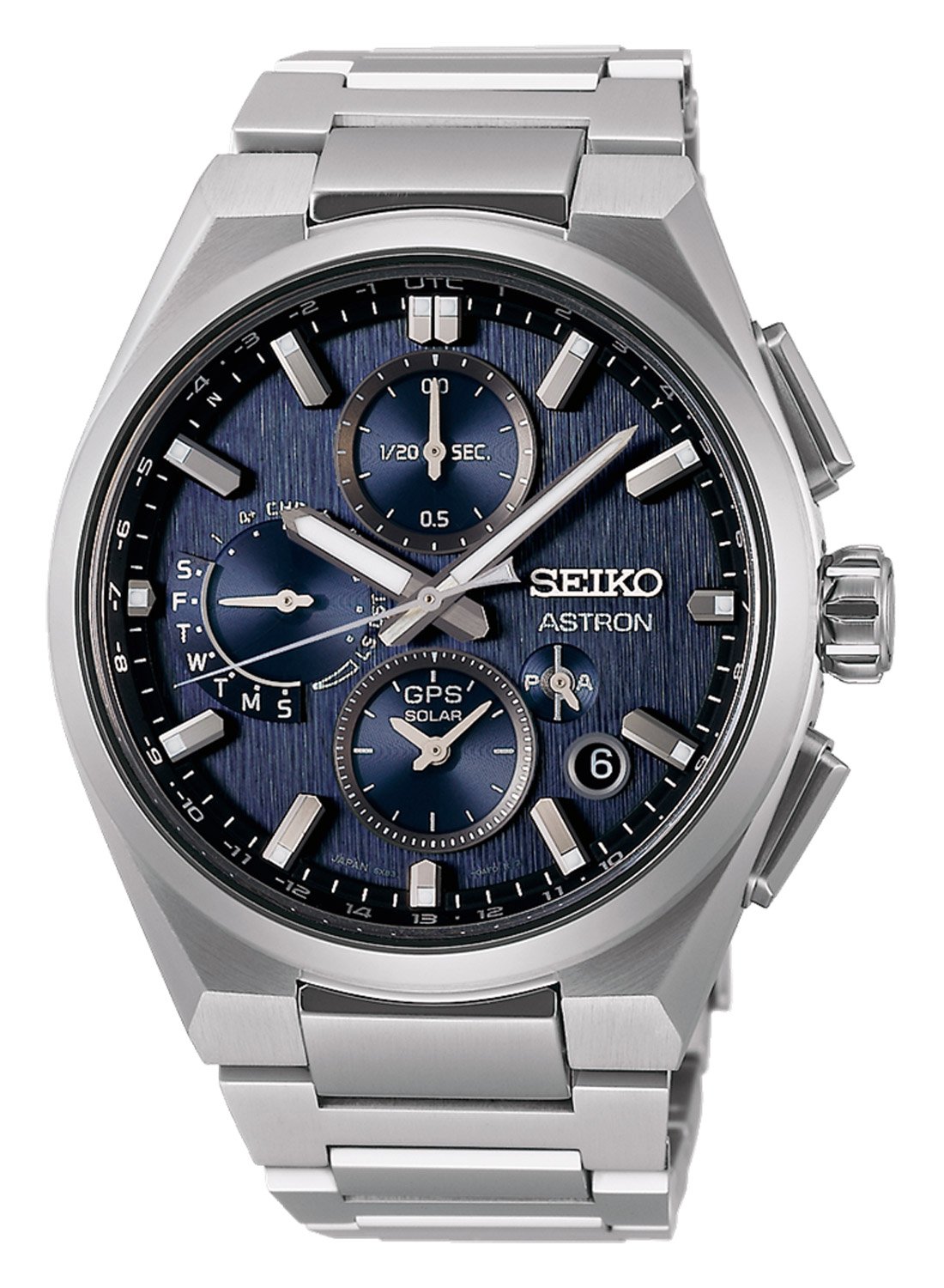 Seiko SSH161J1 Astron GPS Solar Herrenarmbanduhr Titan/Blau