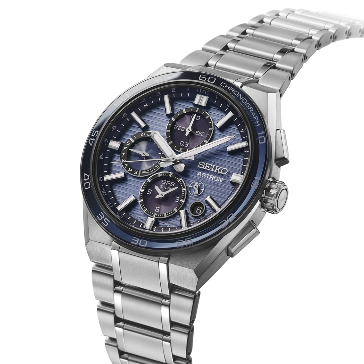 Seiko Astron GPS Solar Men's Watch Chronograph Titanium/Blue