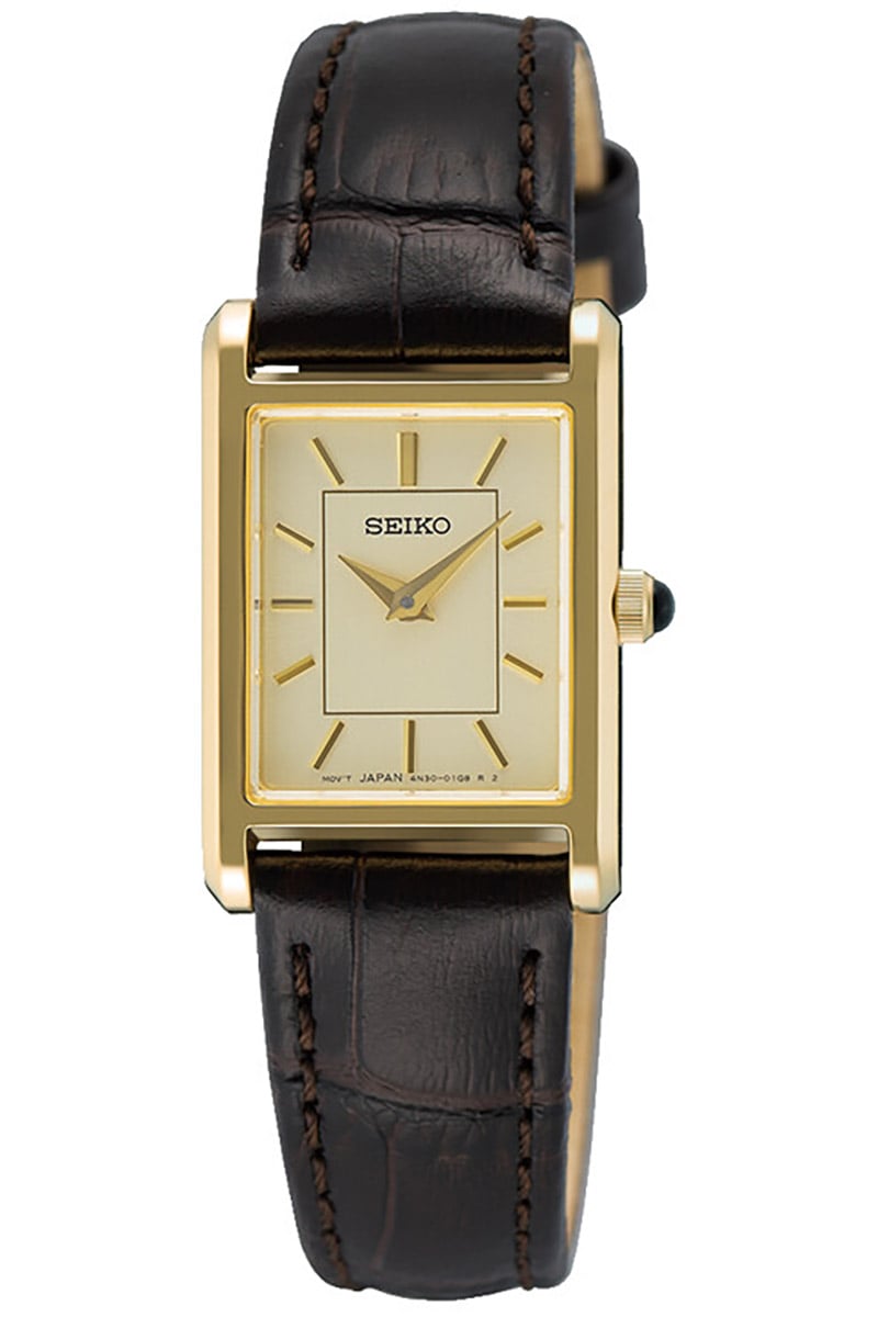 Seiko SWR110P1 Damenuhr Quarz mit Lederband Goldfarben