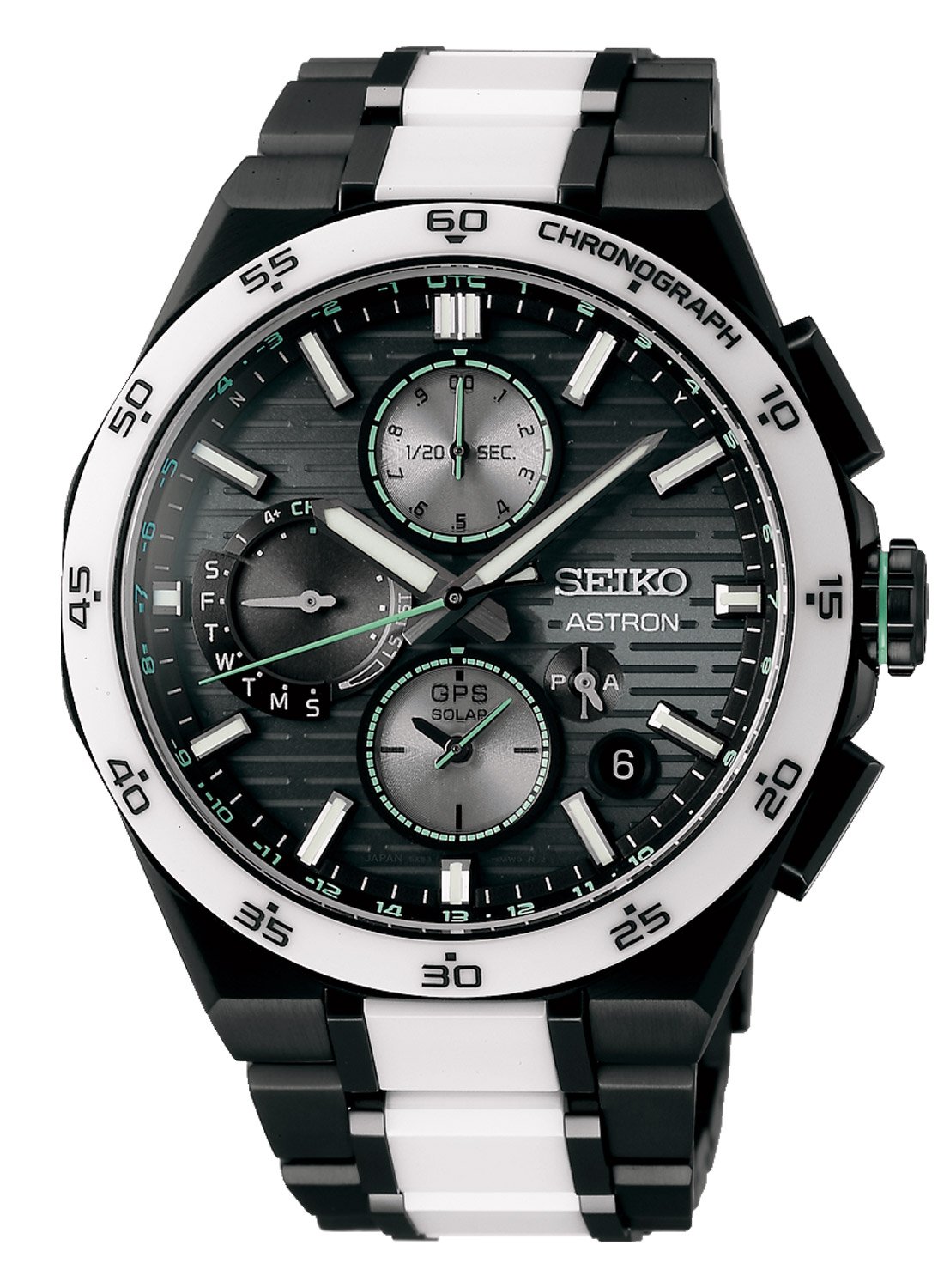 Seiko SSH185J1 Astron GPS Solar Herrenuhr Chrono Titan Schwarz/Weiß LE
