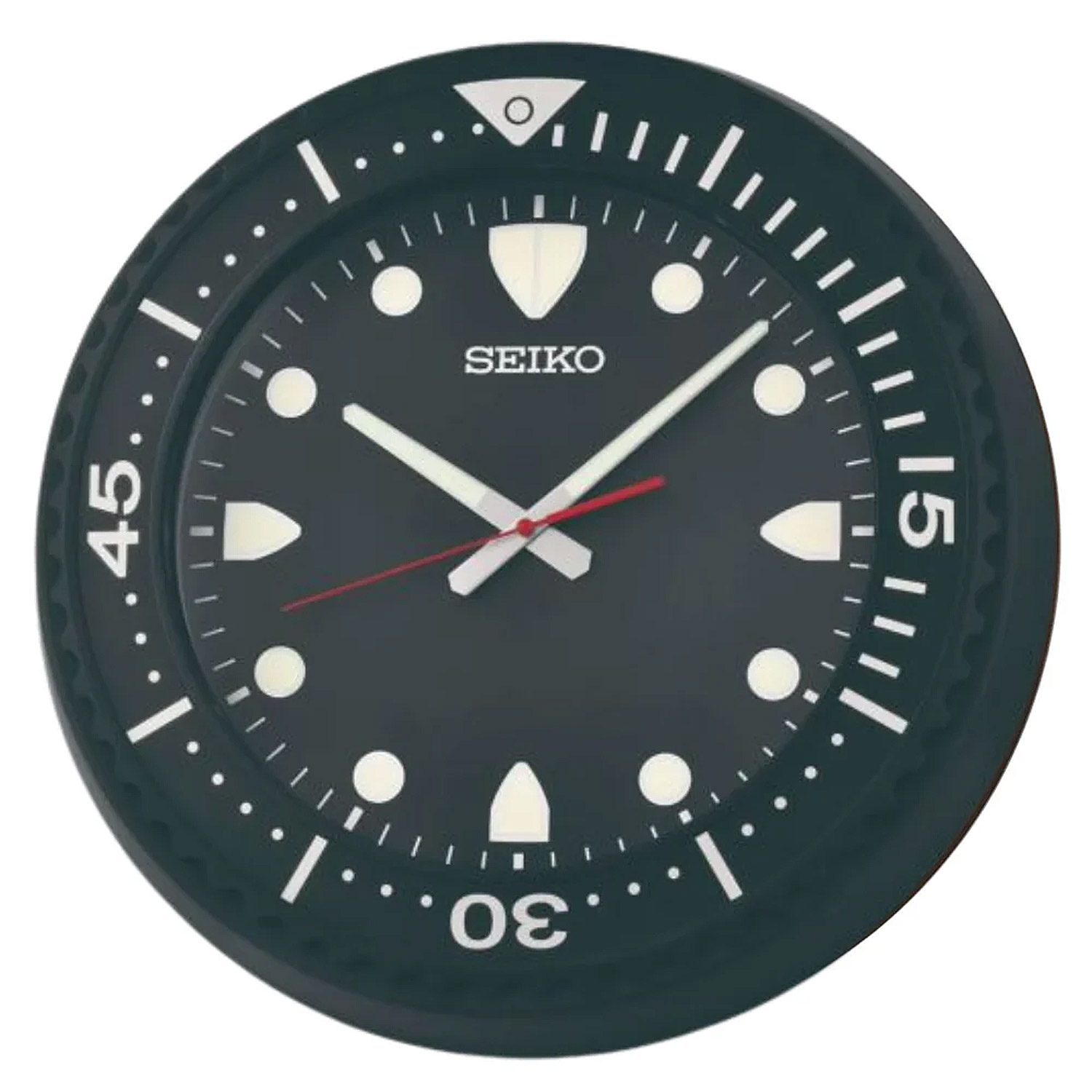 Seiko QXA849K Quarz Wanduhr mit Leisegang Schwarz