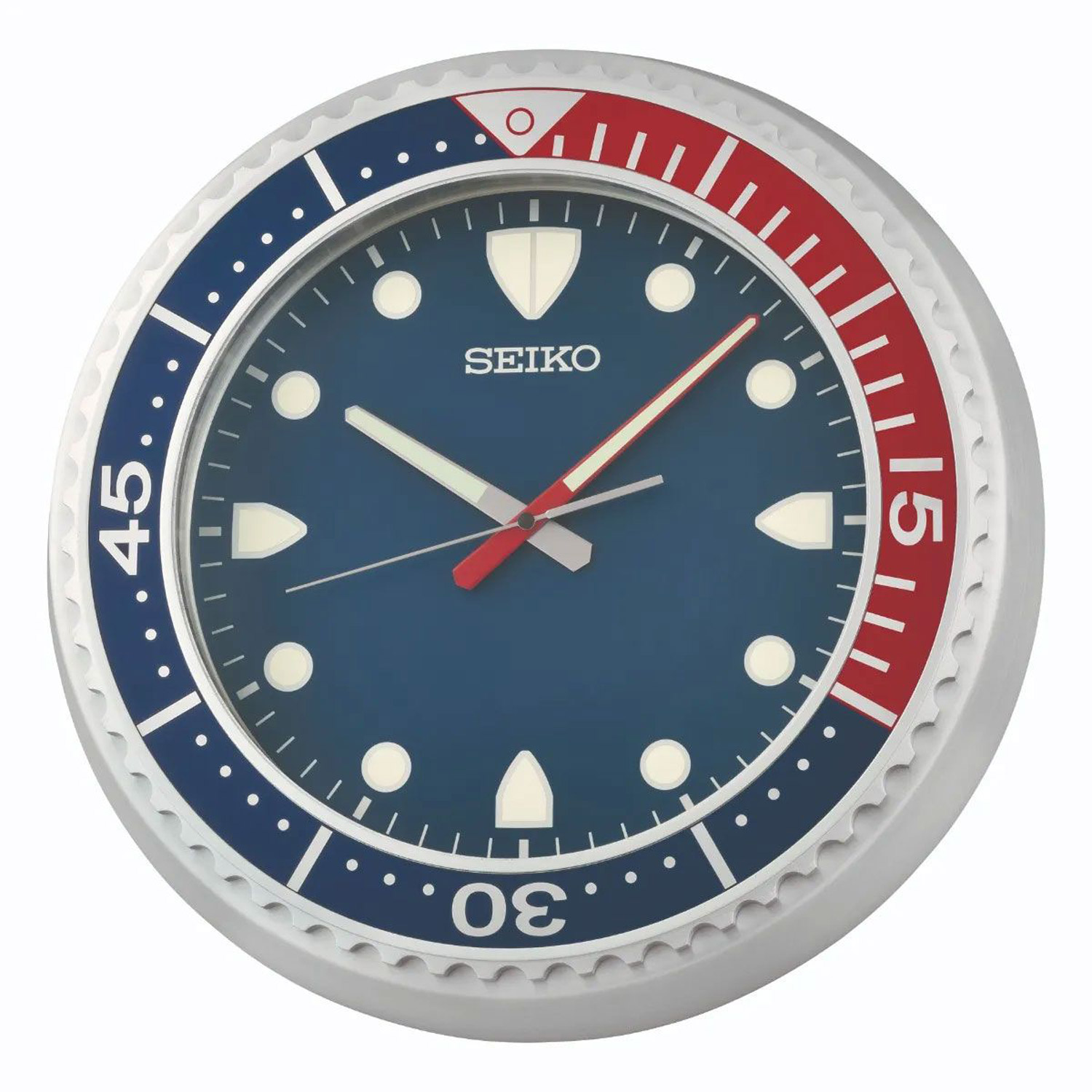 Seiko QXA849S Wanduhr Quarz mit Leisegang Blau/Rot