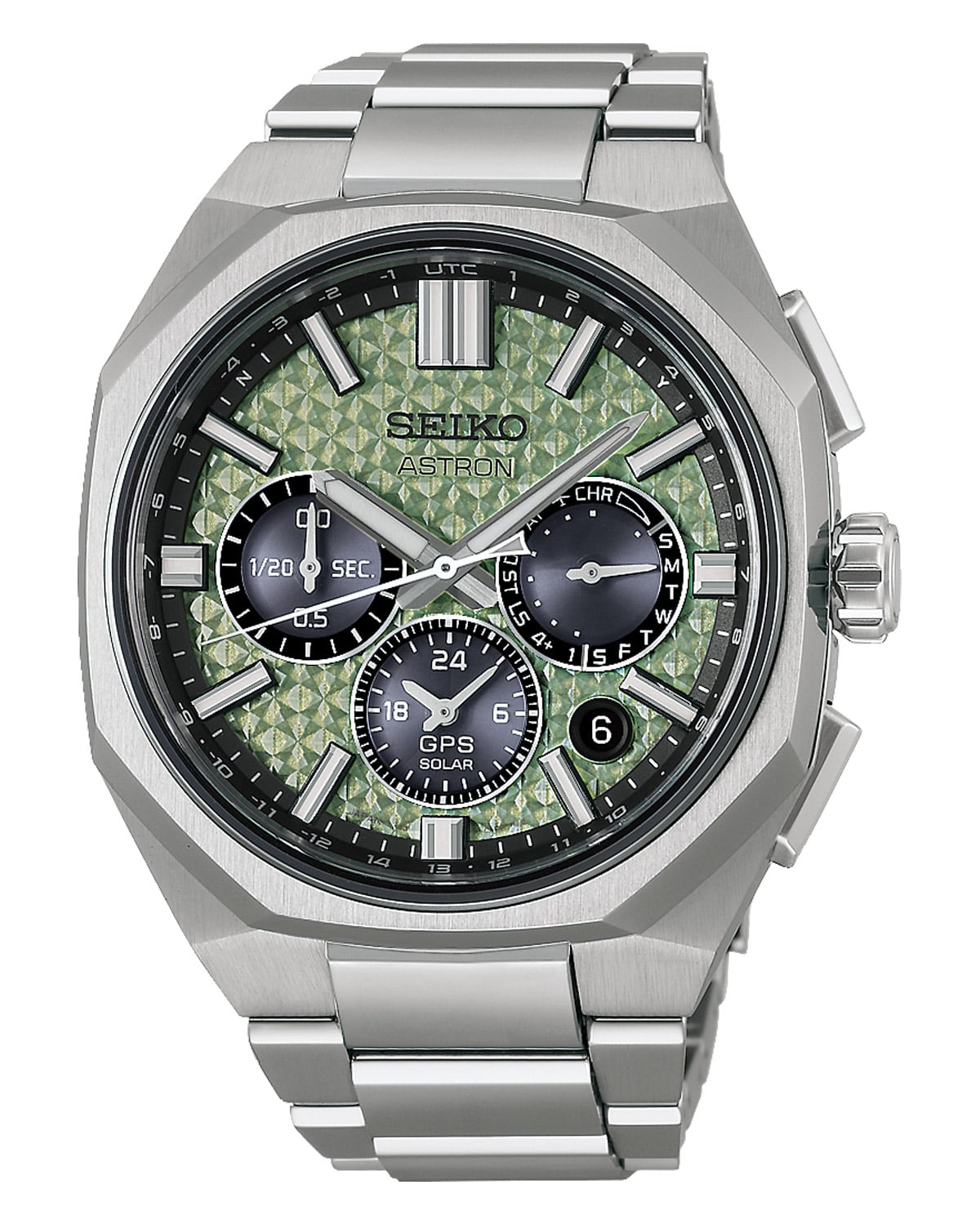 Seiko HAB005J1 Astron GPS Solar Herrenuhr Chronograph Titan/Hellgrün LE