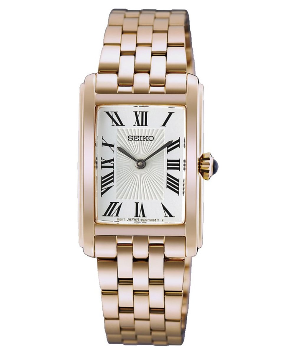 Seiko HGG002P1 Damen-Armbanduhr Quarz Rechteckig Roségoldfarben