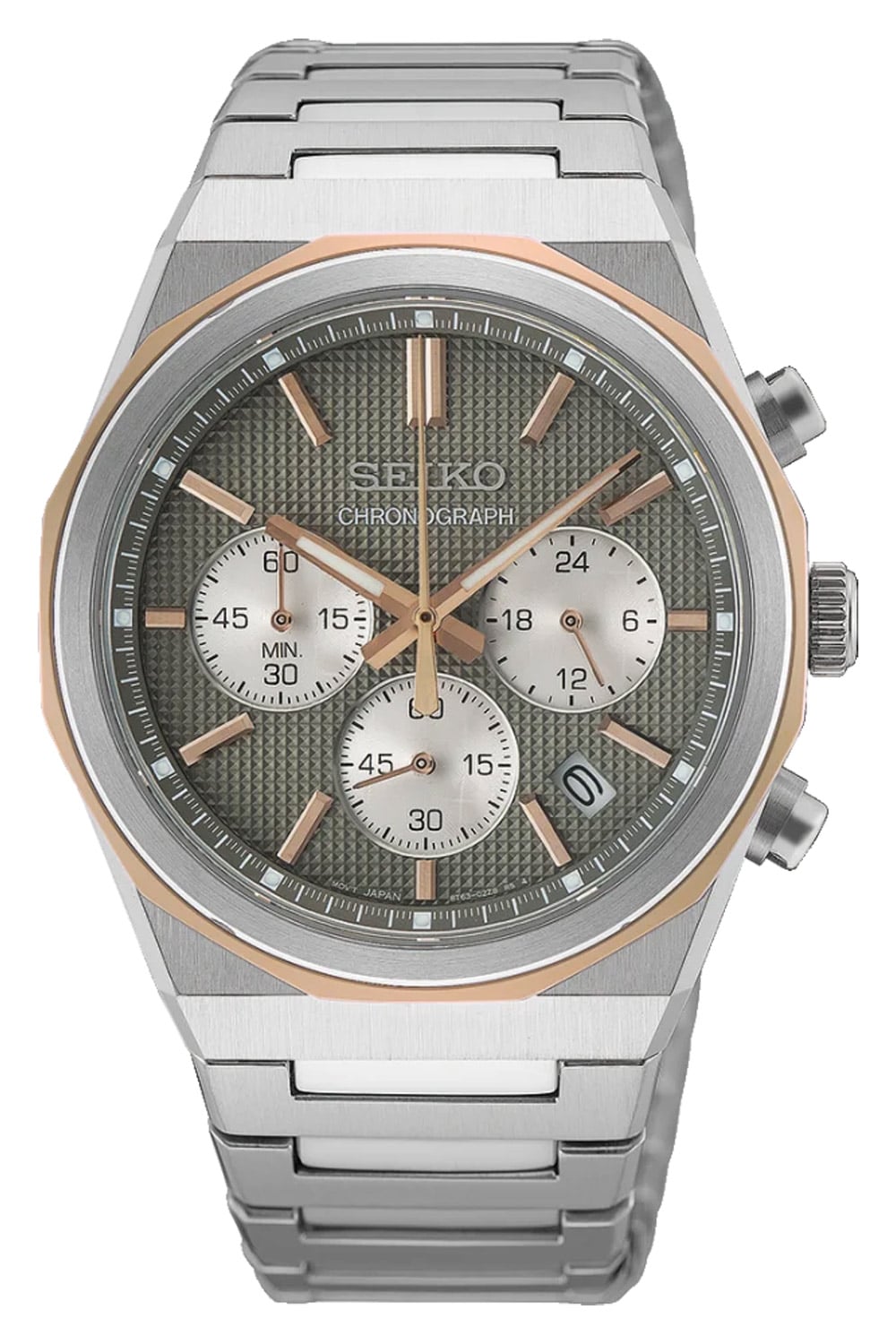 Seiko HGK002P1 Herrenuhr Chronograph Quarz Zweifarbig/Grau