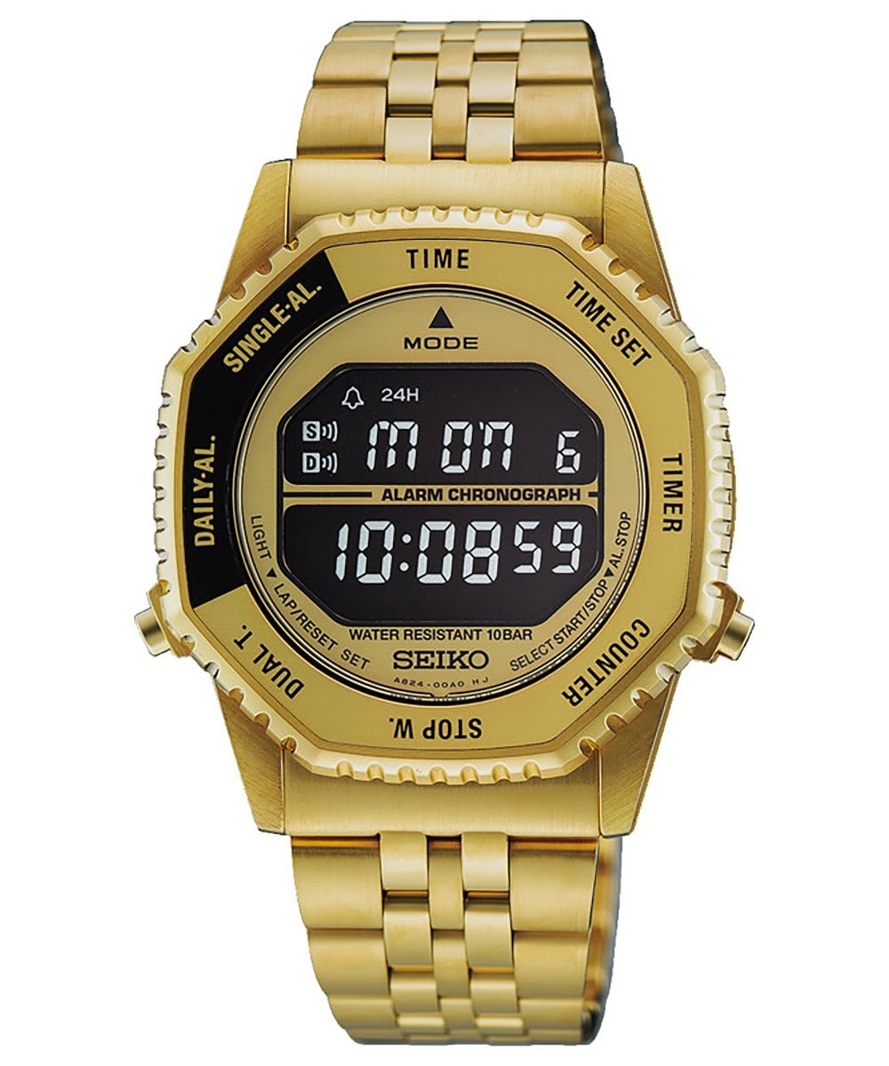 Seiko HFL003P1 Unisex Digitaluhr Chronograph Rotocall Goldfarben