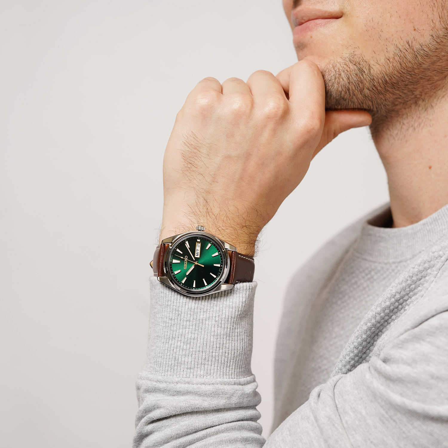 Seiko Herren-Armbanduhr mit Saphirglas Braun/Grün SUR449P1 • uhrcenter