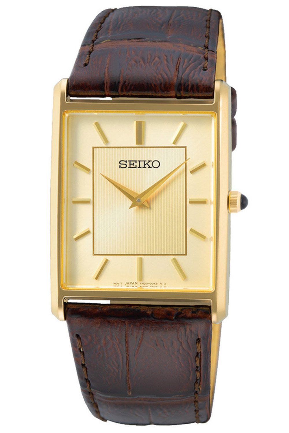 Seiko SWR064P1 Men's Watch with Leather Strap Brown/Gold Tone