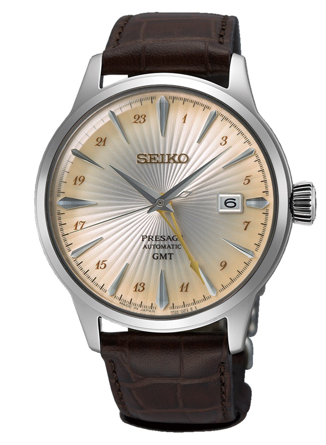 Seiko SSK041J1 Presage Herrenuhr Automatik GMT Cocktail Time Braun/Sand