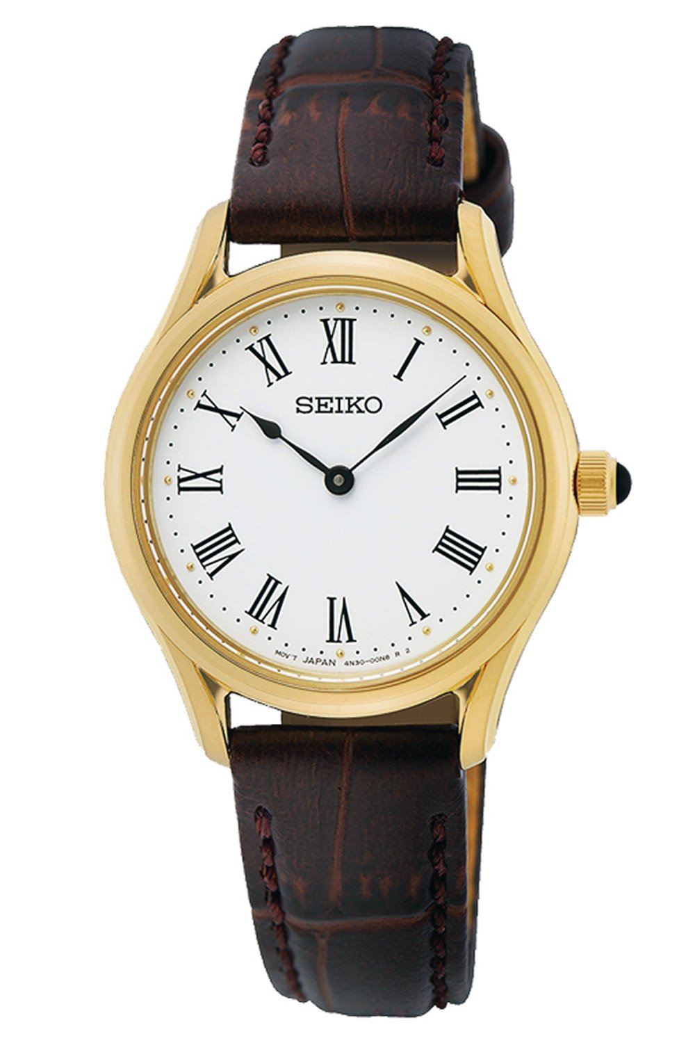 Seiko SWR072P1 Quarzuhr für Damen mit Saphirglas Braun/Goldfarben