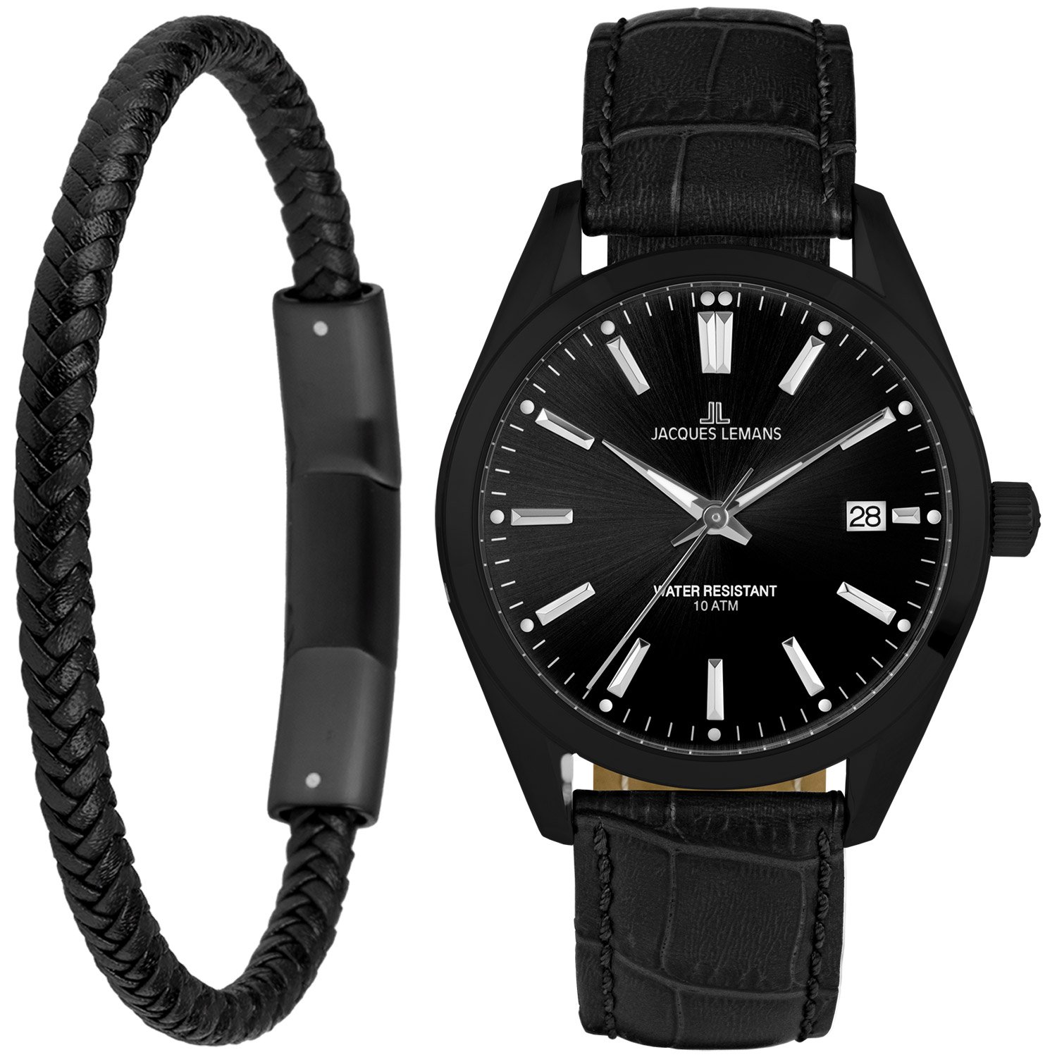 Jacques Lemans Gift Set 1-2143A-SET and Black Watch Derby Bracelet • uhrcenter Men\'s