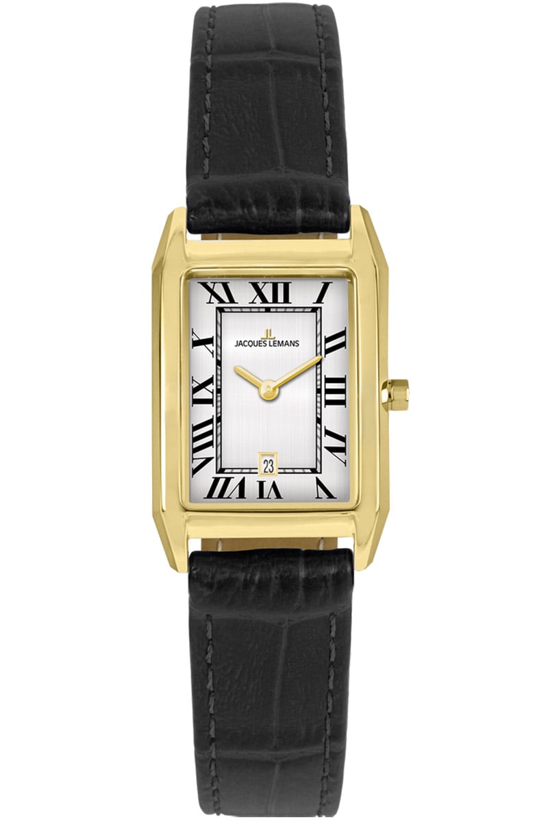 Jacques Lemans 1-2189.1P Damen-Uhr Quarz Rechteckig Schwarz/Goldfarben Jacques Lemans 1-2189.1P Damen-Uhr Quarz Rechteckig Schwarz/Goldfarben
