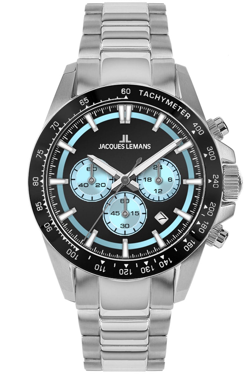 Jacques Lemans 1-2207B Herrenuhr Chronograph Schwarz/Eisblau Jacques Lemans 1-2207B Herrenuhr Chronograph Schwarz/Eisblau