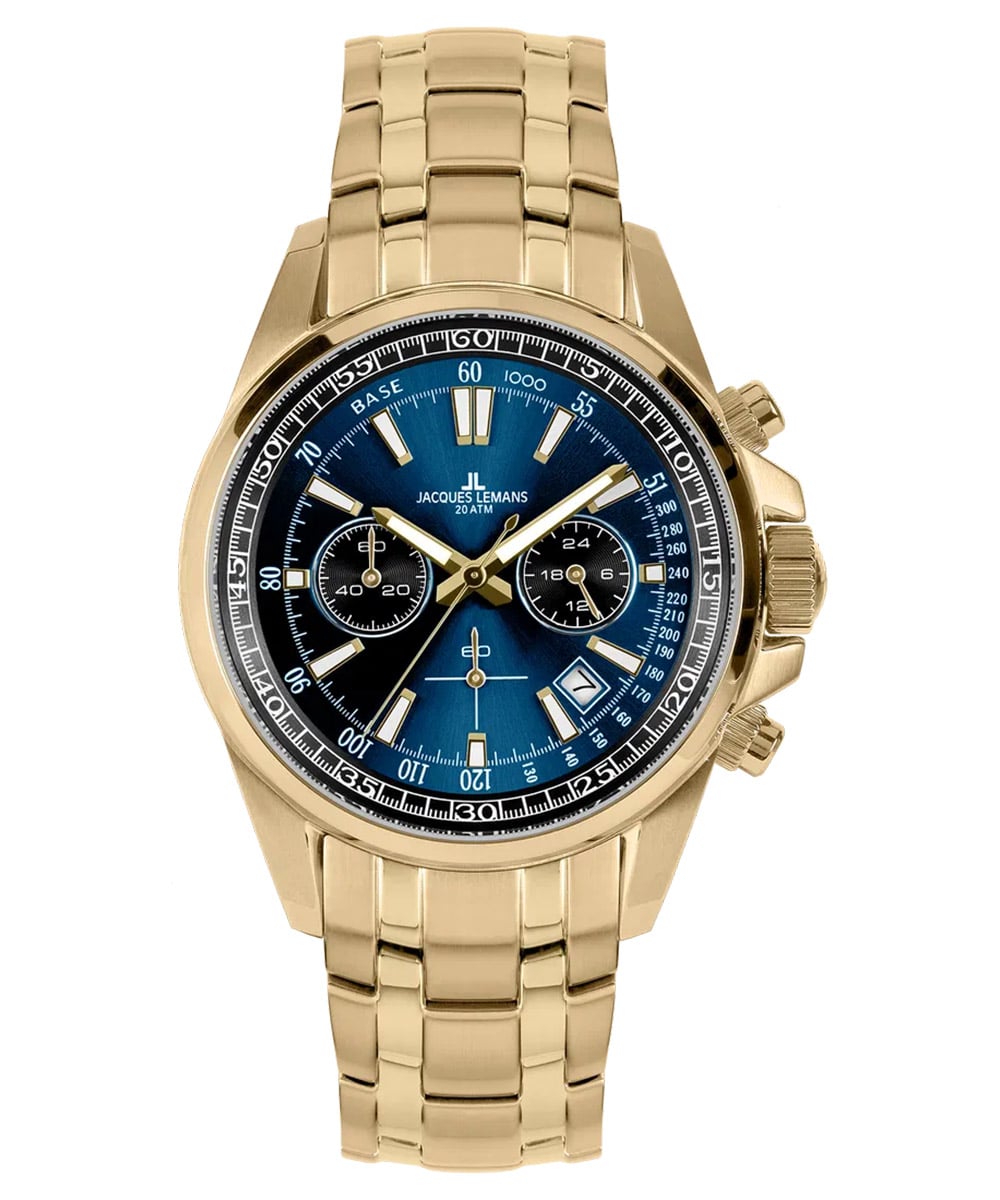 Jacques Lemans 1-2117ZI Herrenuhr Chronograph Liverpool Goldfarben/Blau Jacques Lemans 1-2117ZI Herrenuhr Chronograph Liverpool Goldfarben/Blau