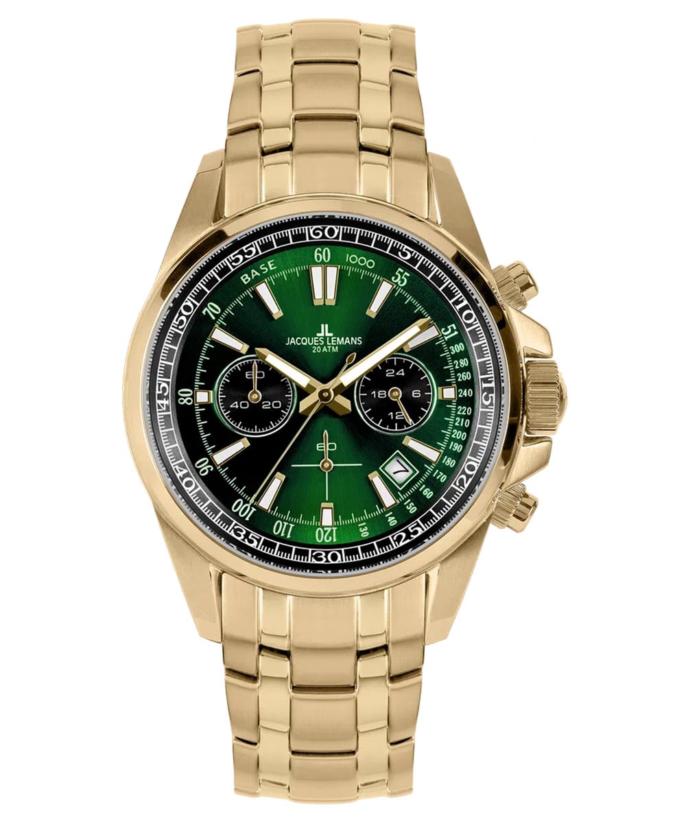 Jacques Lemans 1-2117ZK Herren-Chronograph Liverpool Goldfarben/Grün