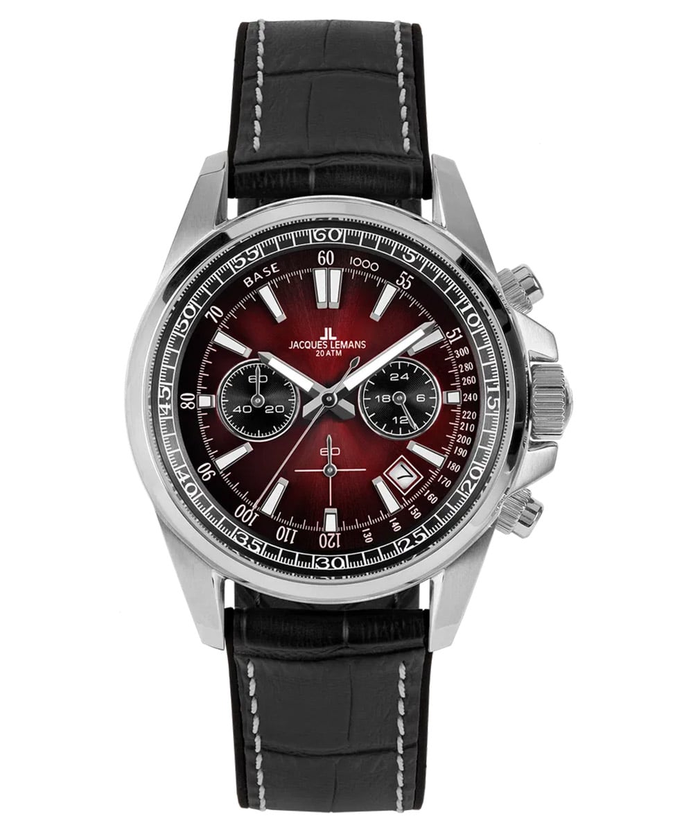 Jacques Lemans 1-2117ZP Herrenuhr Chronograph Liverpool Schwarz/Rot