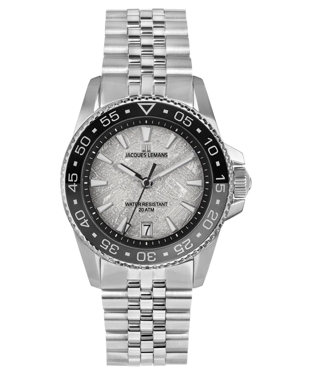 Jacques Lemans 1-2205L Herren-Taucheruhr Liverpool Diver Stahl/Grau 20 bar