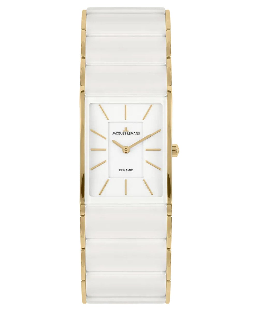 Jacques Lemans 1-2214D Damenuhr Keramik Dublin Goldfarben/Weiß