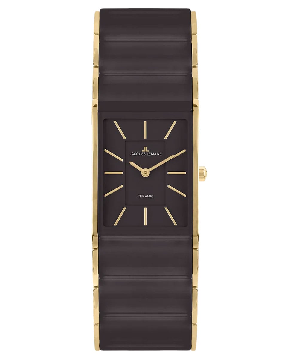 Jacques Lemans 1-2214G Damen-Armbanduhr Keramik Dublin Goldfarben/Dunkelbraun Jacques Lemans 1-2214G Damen-Armbanduhr Keramik Dublin Goldfarben/Dunkelbraun