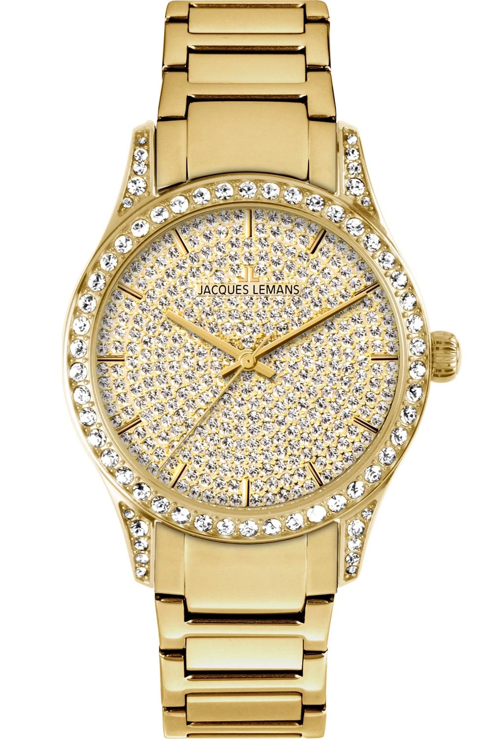 Jacques Lemans 1-2191C Damenuhr Quarz Venice Goldfarben mit Glitzer