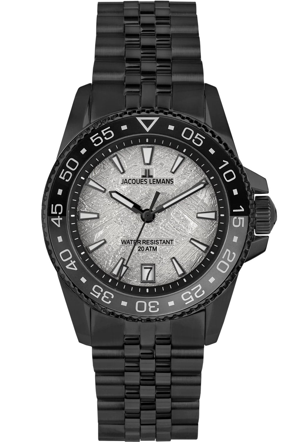 Jacques Lemans 1-2205P Herren-Taucheruhr Liverpool Diver Schwarz/Eismatt 20 bar