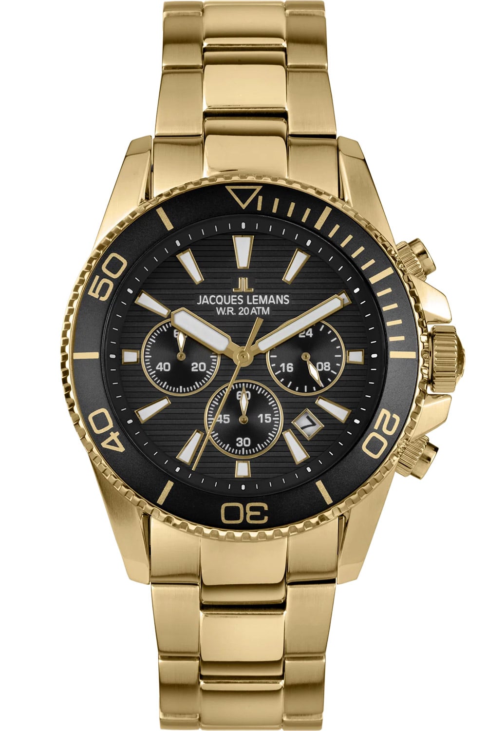 Jacques Lemans 1-2206M Herren-Taucheruhr Chronograph Liverpool Diver Goldfarben