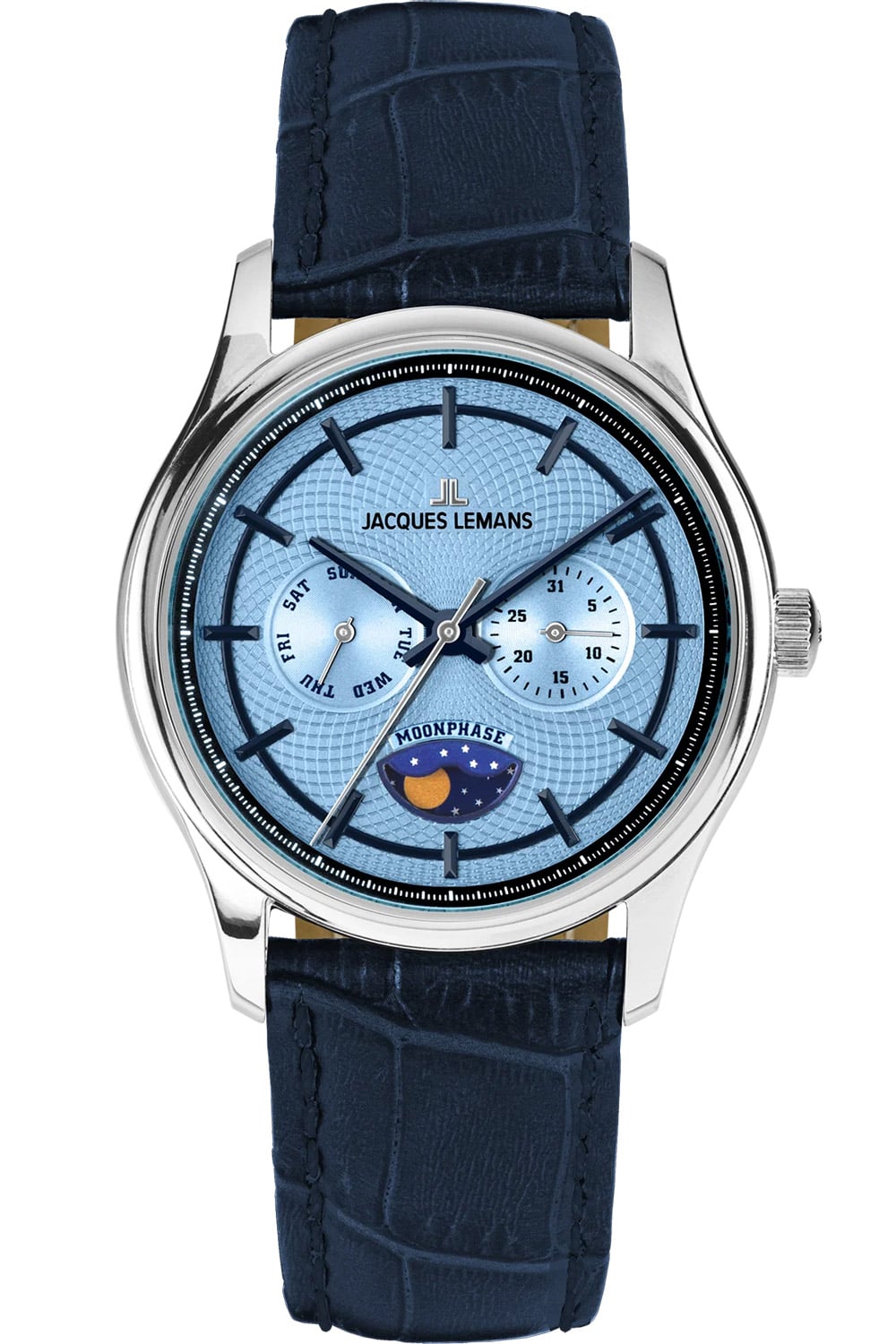 Jacques Lemans 1-2213F Herren-Armbanduhr Derby mit Mondphase Blau
