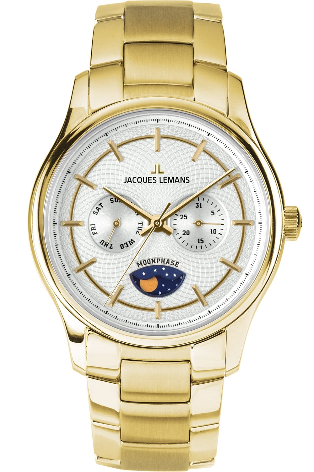 Jacques Lemans 1-2213O Uhr für Herren Derby mit Mondphase Goldfarben