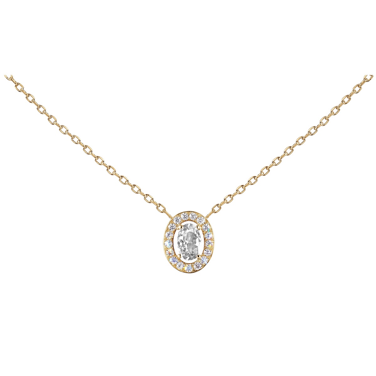 Jacques Lemans S-C246B Damen-Halskette Edelstahl mit Zirkonia Gold/Weiß