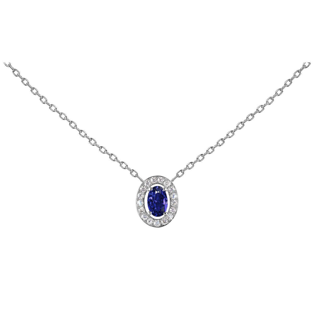 Jacques Lemans S-C246E Damen-Halskette Edelstahl mit Zirkonia Silber/Blau