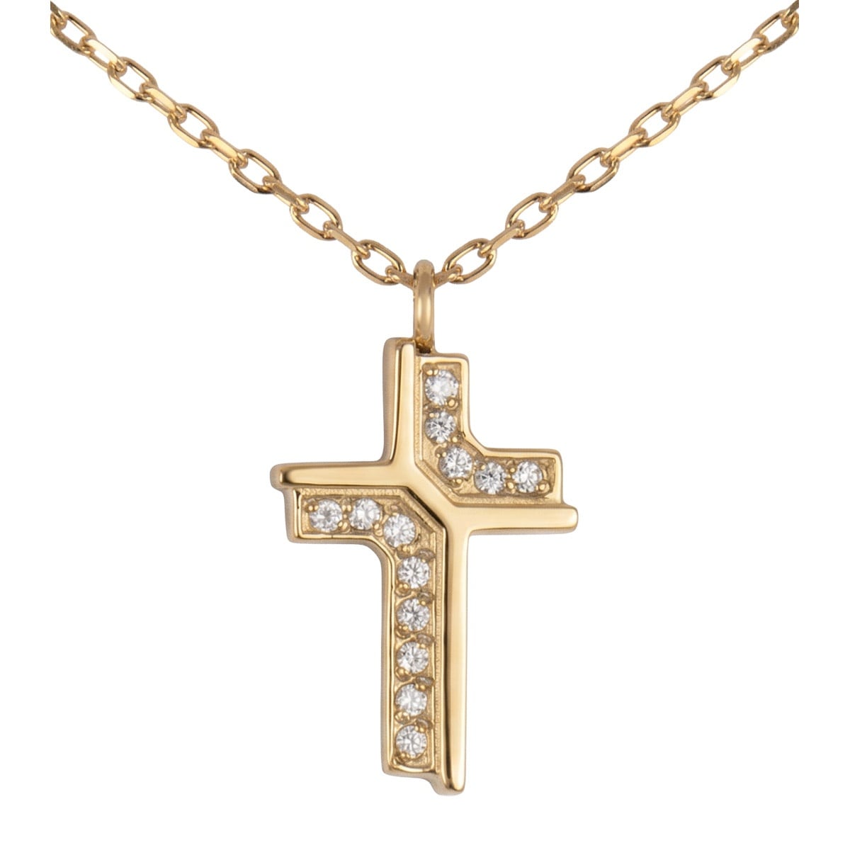 Jacques Lemans S-C255B Damen-Kette mit Kreuz-Anhänger Edelstahl vergoldet