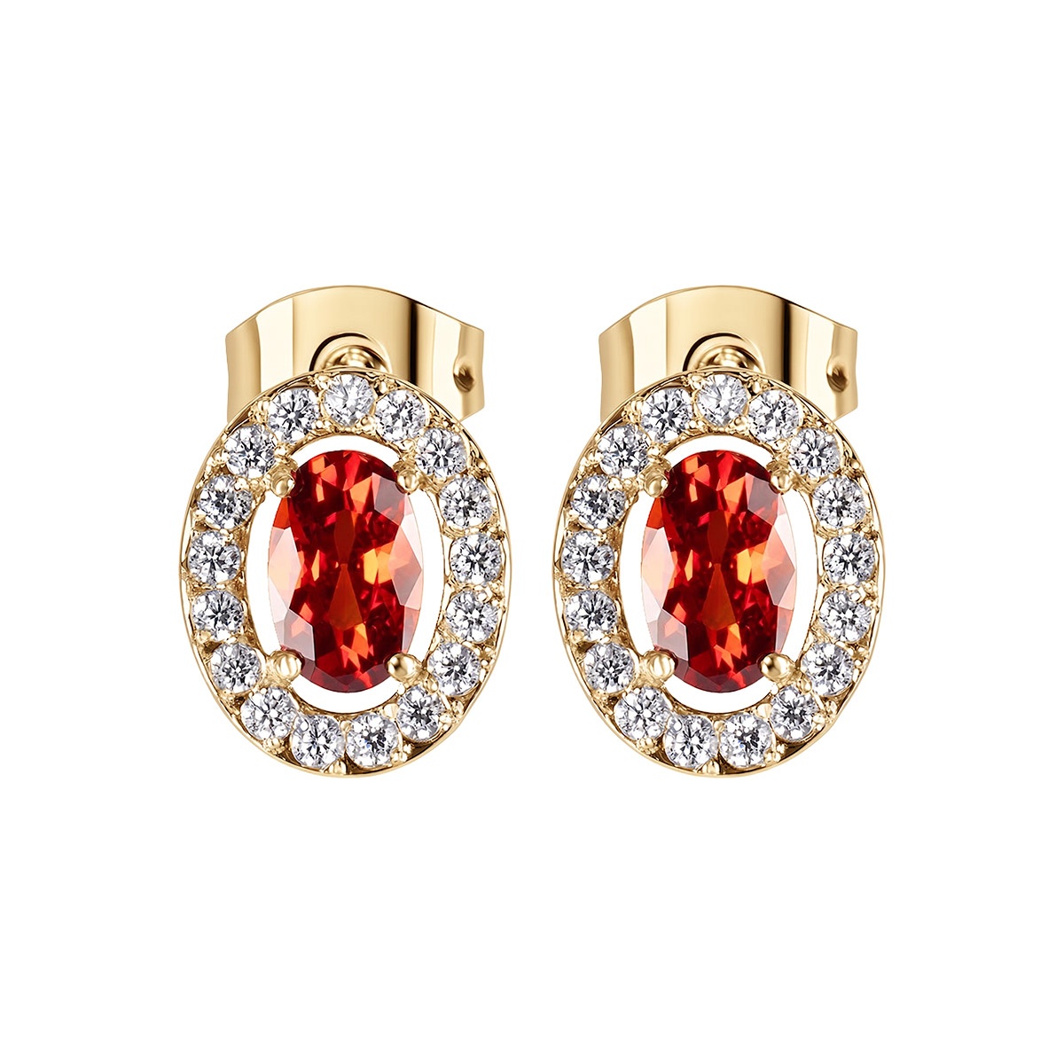 Jacques Lemans S-O246D Damen-Ohrringe Edelstahl mit Zirkonia Rot/Gold