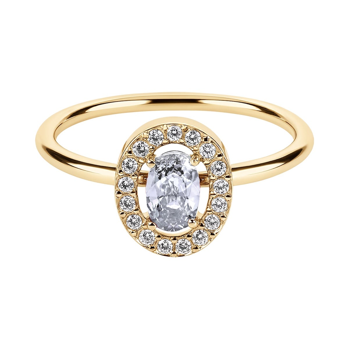 Jacques Lemans S-R246B Damenring Edelstahl mit Zirkonia Gold/Weiß