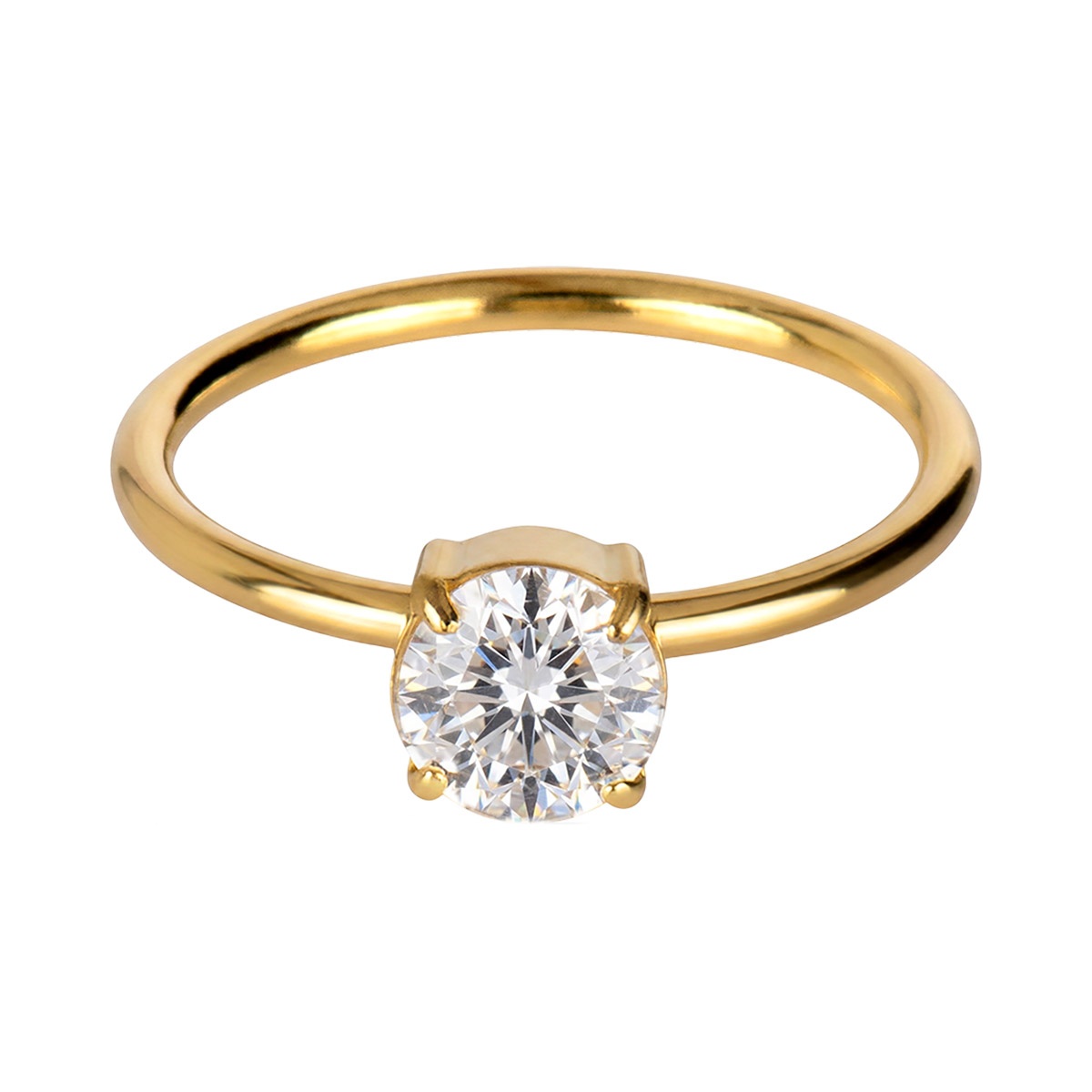 Jacques Lemans SR261B Damenring Edelstahl vergoldet mit Zirkonia