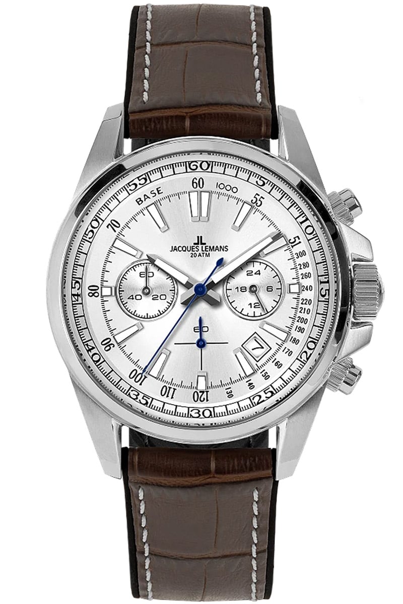 Jacques Lemans 1-2117B Herrenuhr Chronograph Liverpool Braun/Silberfarben