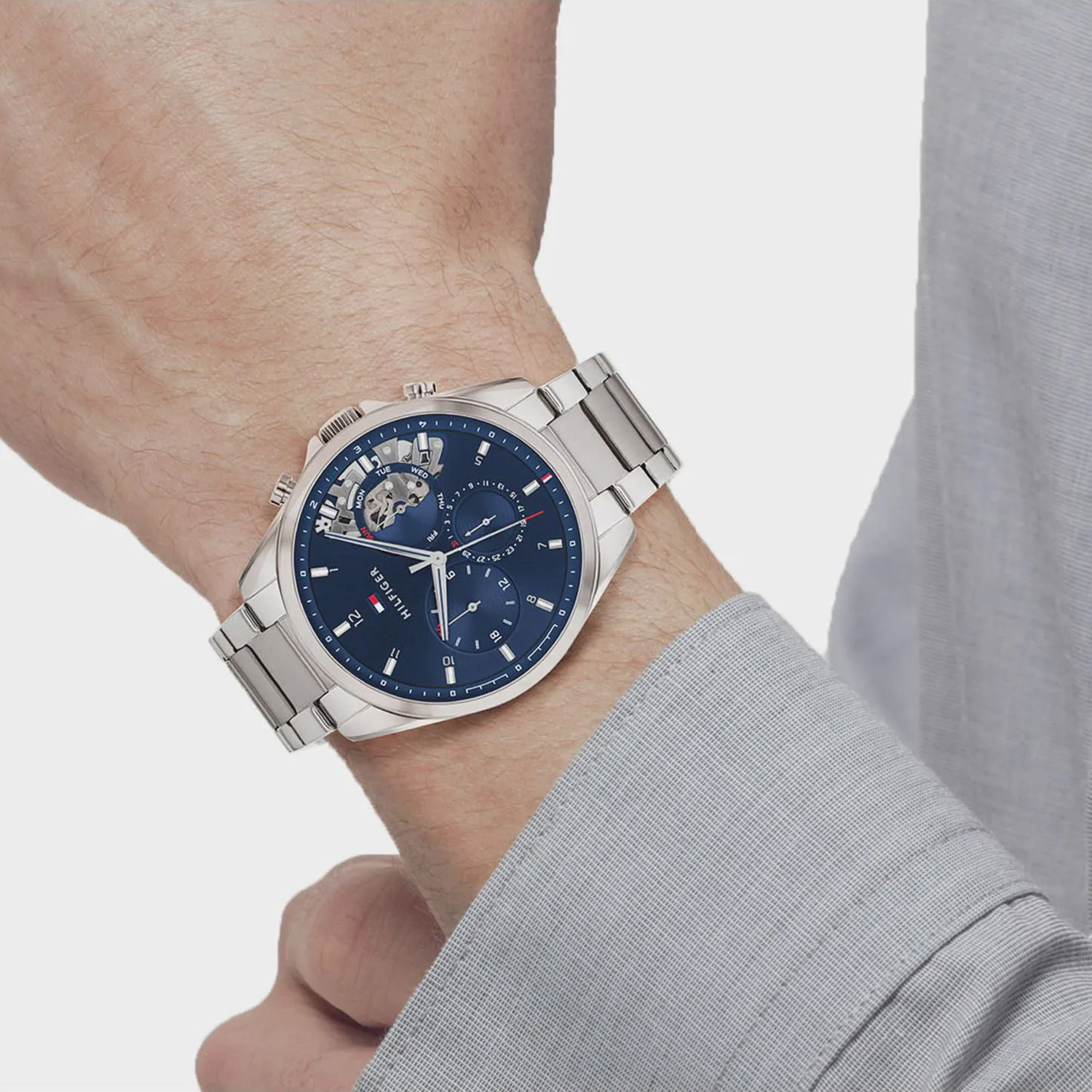 Tommy Hilfiger Herrenuhr Baker Multifunktion Stahl/Blau 1710448  