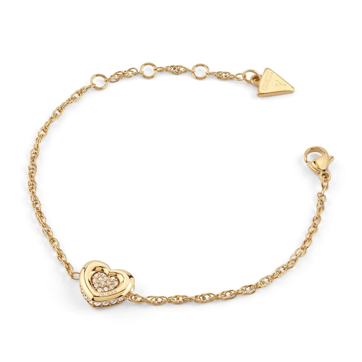 Guess JUBB05461JWYGS Damen-Armband Herz Pave Goldfarben S