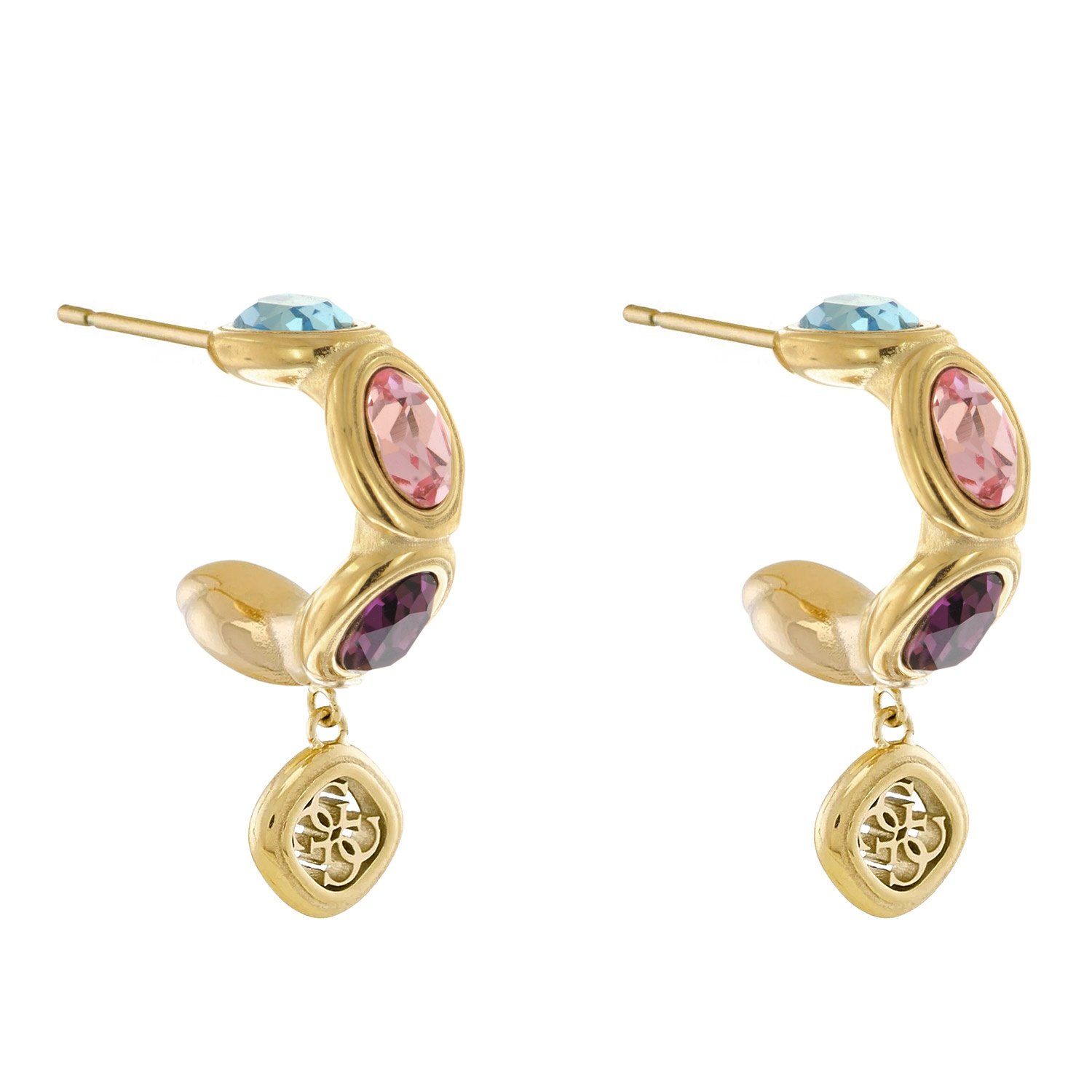 Guess JUBE05571JWYGMCT/U Damen-Creolen Multi Crystals Ohrringe Goldfarben