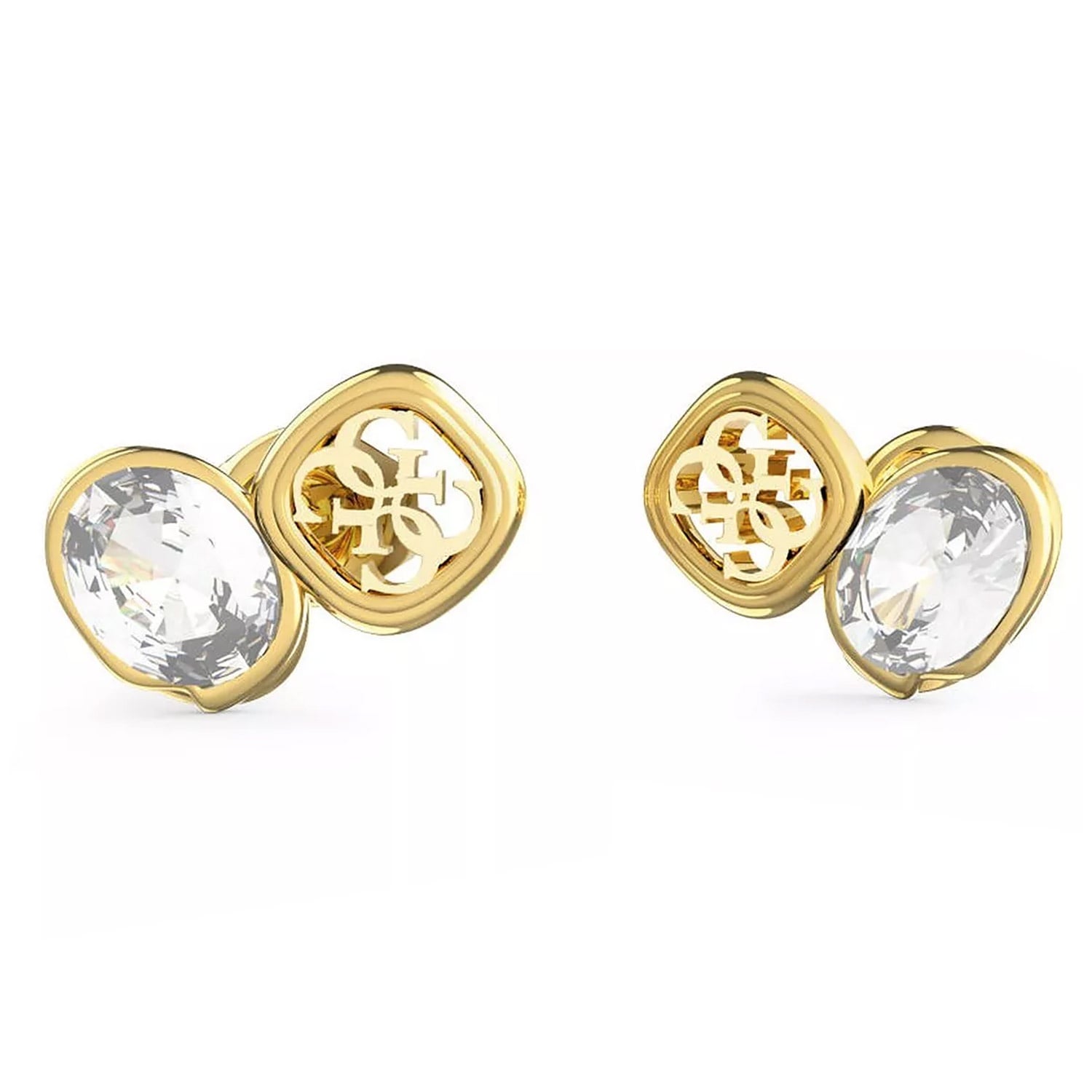 Guess JUBE05572JWYGT/U Damen-Ohrringe Ohrstecker 4G & Crystals Goldfarben