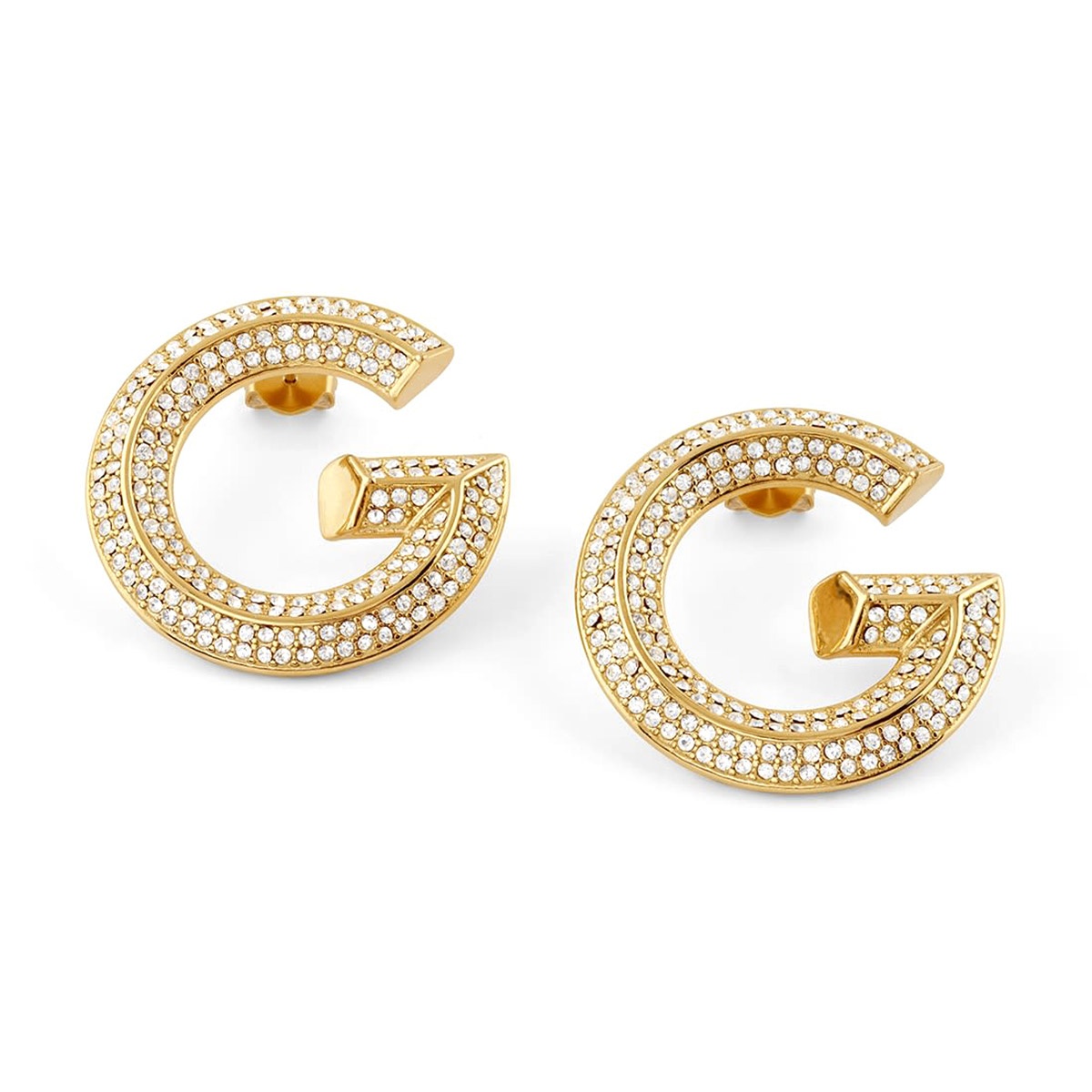 Guess JUBE05434JWYGT/U Damen-Ohrringe Creolen Pavé Goldfarben