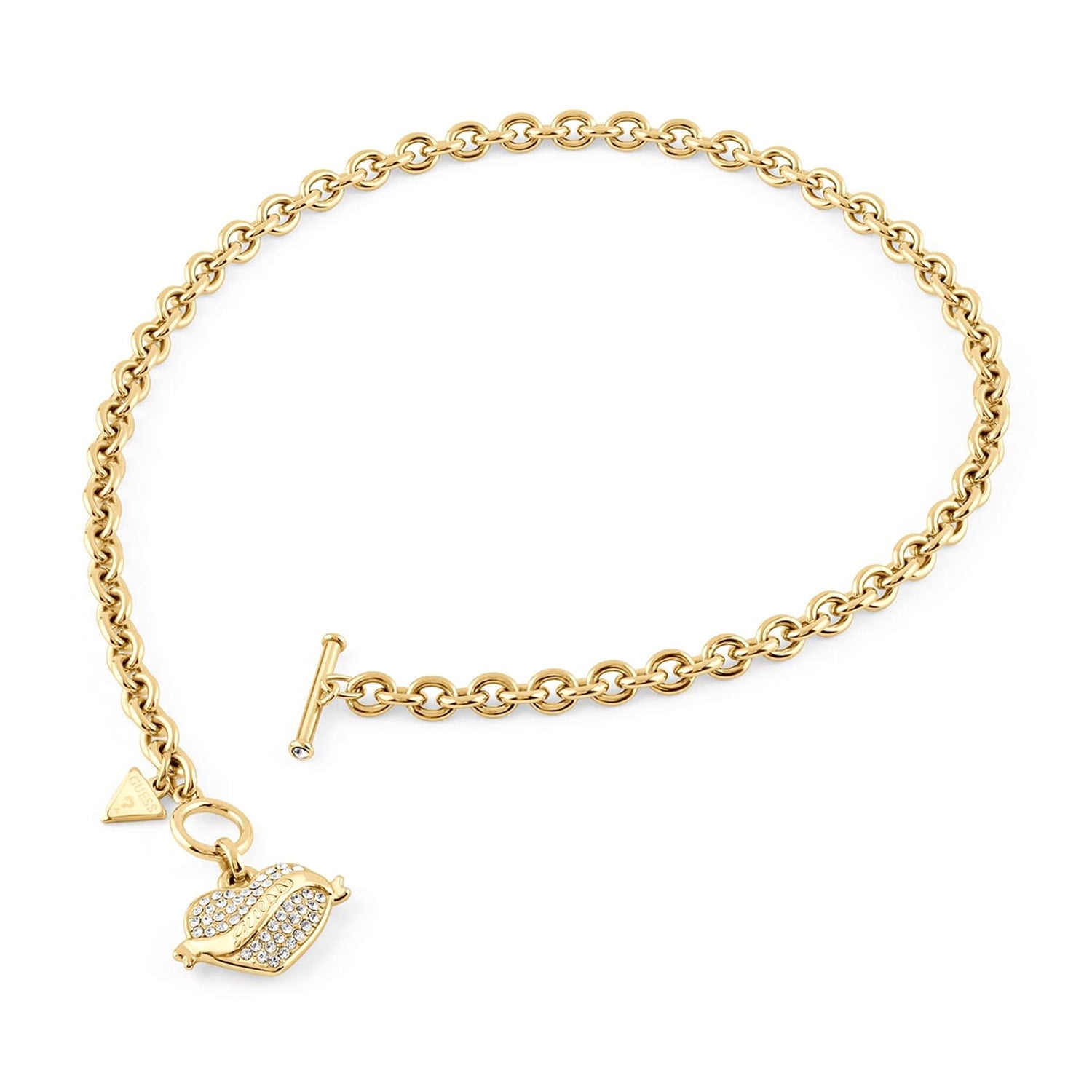 Guess JUBN05475JWYGT/U Damen-Kette Kristall-Herz Goldfarben