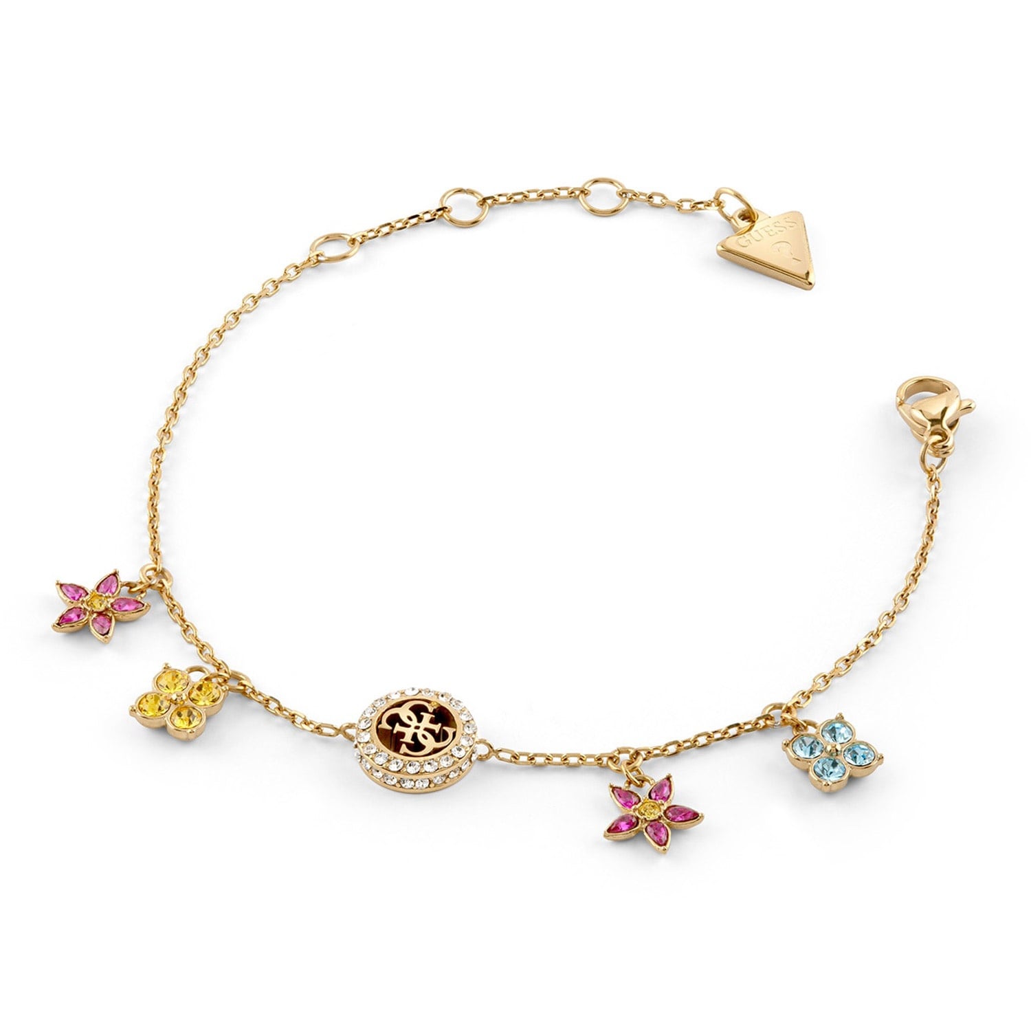 Guess JUBB06033JWYGMCS Damen-Armband Blüten Charms Bunt/Goldfarben