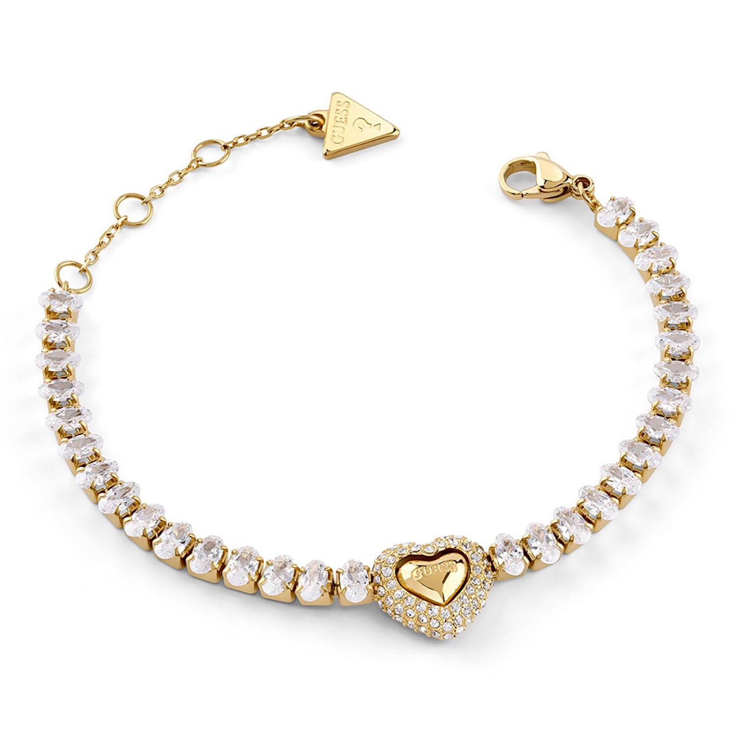 Guess JUBB06093JWYGS Damen-Tennisarmband Herz Goldfarben