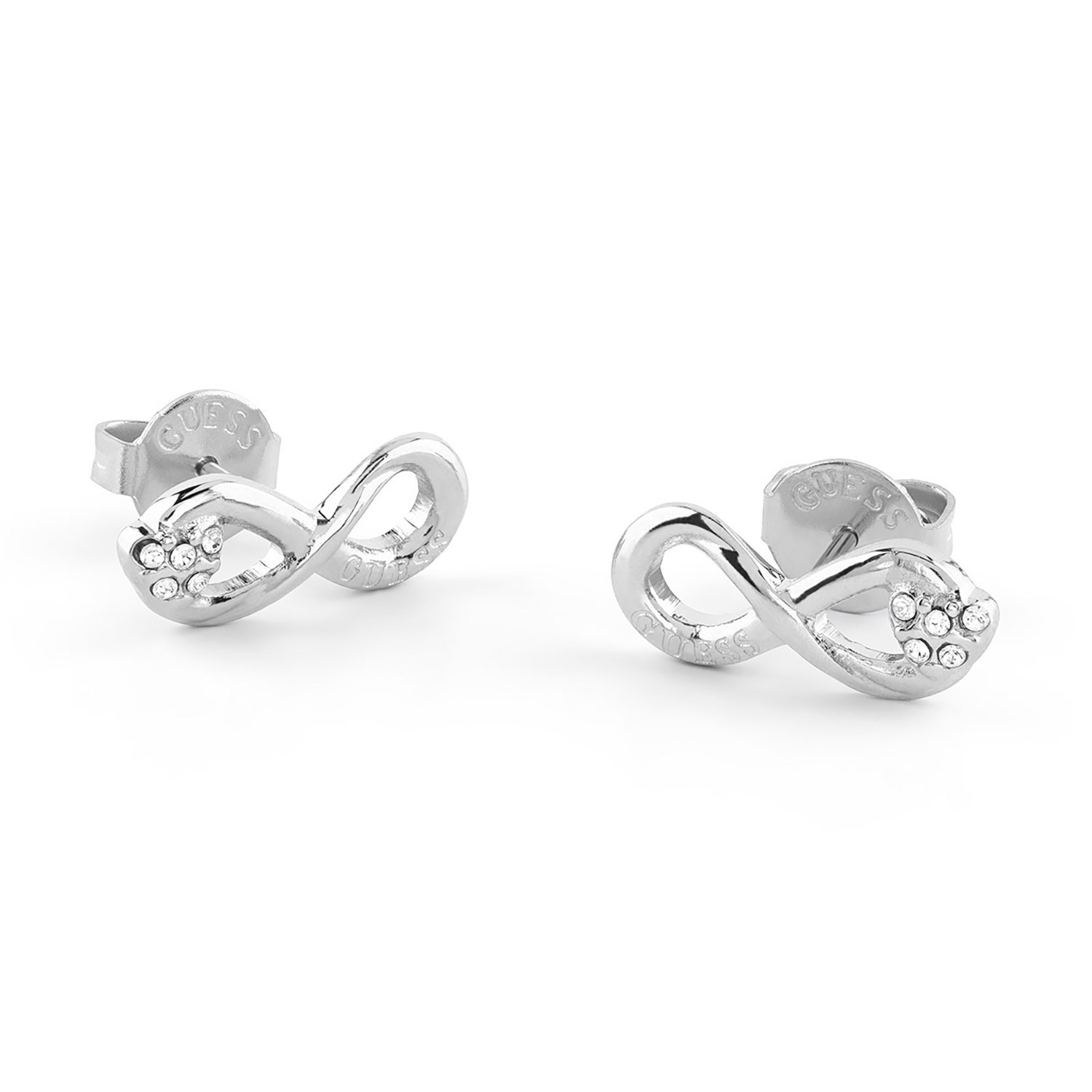 Guess JUBE06049JWRHT/U Damen-Ohrringe Ohrstecker Unendlichkeit Silberfarben