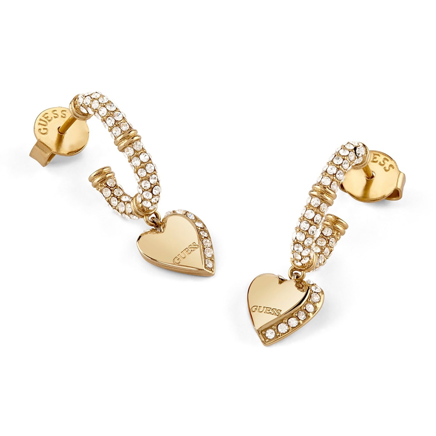 Guess JUBE06075JWYGT/U Damen-Ohrringe Herz Pavé Creolen Goldfarben