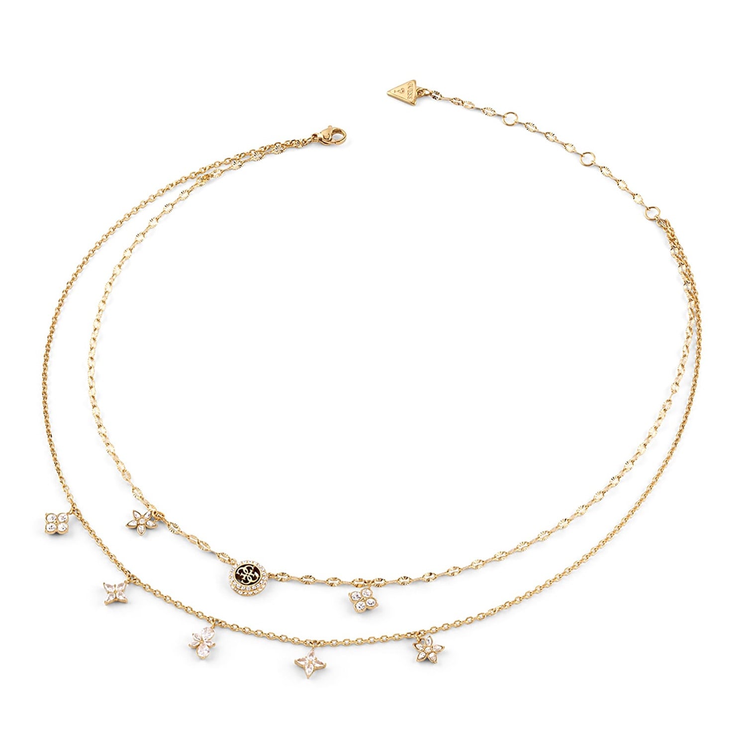 Guess JUBN06028JWYGT/U Damen-Kette zweireihig Flowers Goldfarben